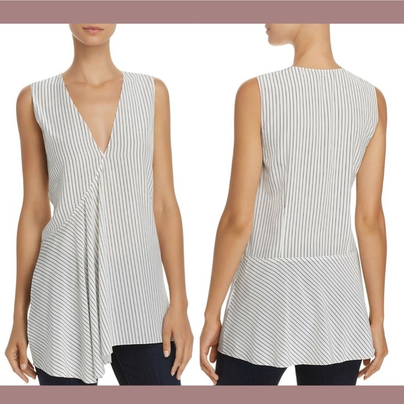 NWT! $265 Theory Fluid Pinstripe Silk Top [‎ SZ P ] - Picture 1 of 13